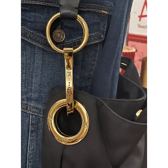 JPK Paris 75 Black Nylon with Leather Strap Gold Hardware Multi-Pocket Boho Bag - Picture 2 of 15